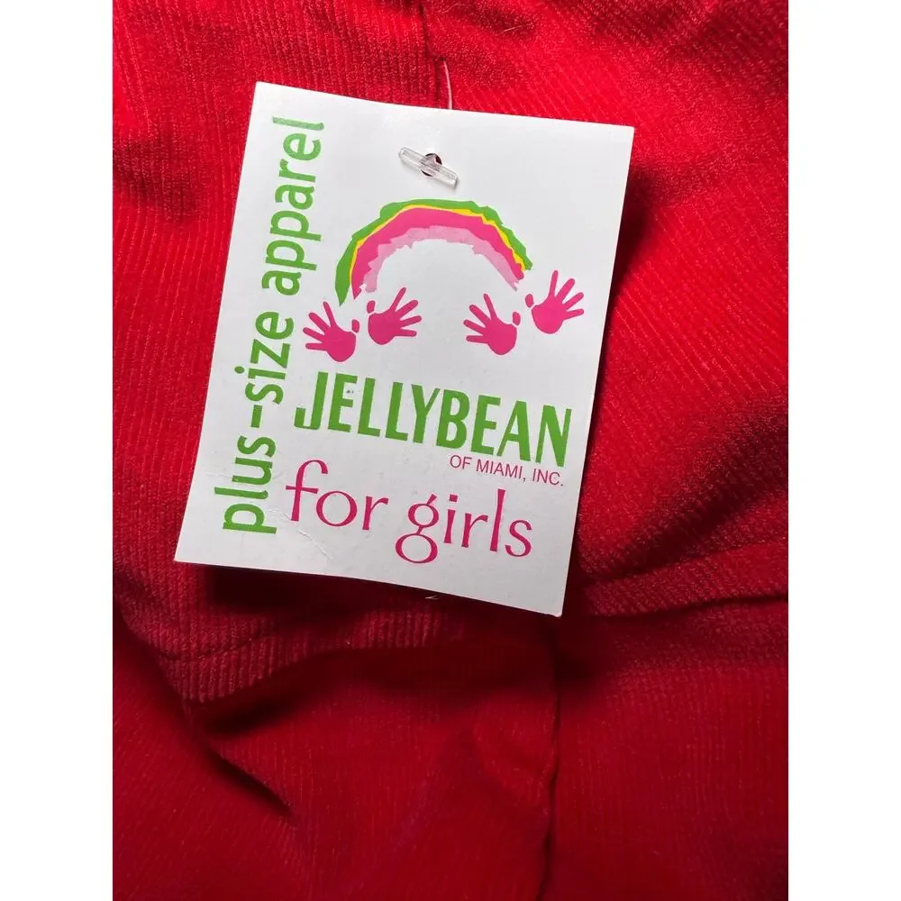 Jellybean Vintage Red Corduroy Skirt Suit Faux Fur Collar, Girls Plus 14.5, NWT